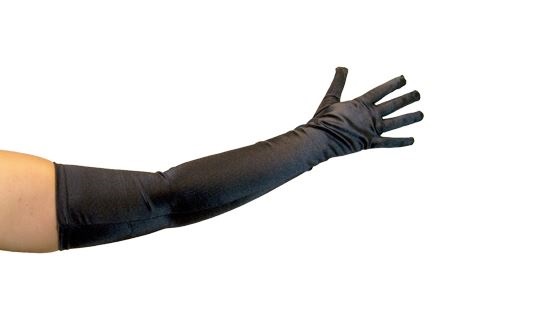 verkoop - attributen - Handschoenen - Handschoenen satijn zwart lang